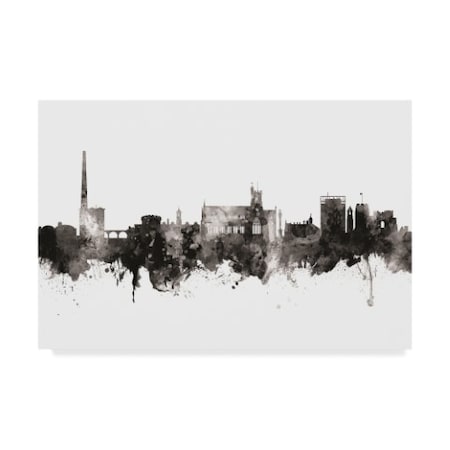 Michael Tompsett 'Carlisle England Skyline Black White' Canvas Art,16x24